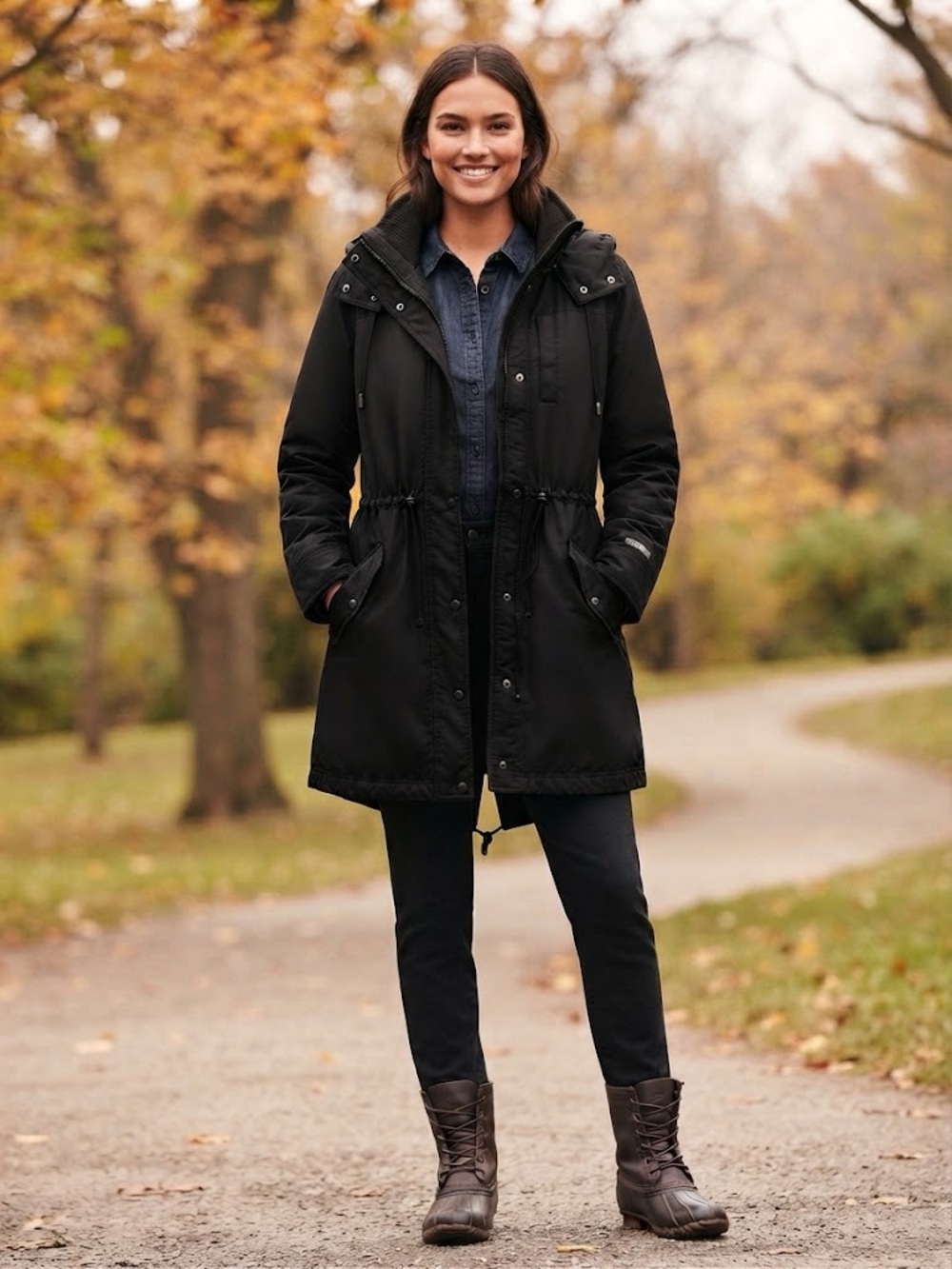 Abercrombie & Fitch All Season Weather Warrior Hooded Trench Coat in Black